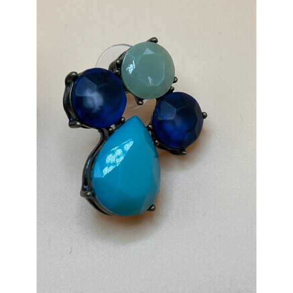 Plunder Statement Necklace and Earring Set Blue Green Red Crystal Accent - Picture 8 of 8